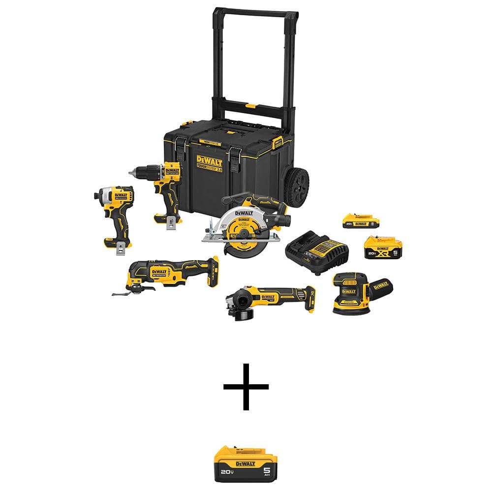 20V MAX ToughSystem Lithium-Ion 6-Tool Cordless Combo Kit with 20V MAX Premium Lithium-Ion 5.0 Ah Battery-Pack -  DEWALT, DCKTS681D1P1W05