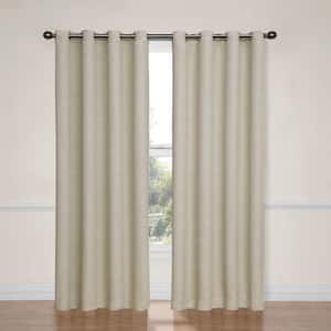 Bobbi Thermaweave Ivory Textured Solid Polyester 52 in. W x 63 in. L Blackout Single Grommet Top Curtain Panel