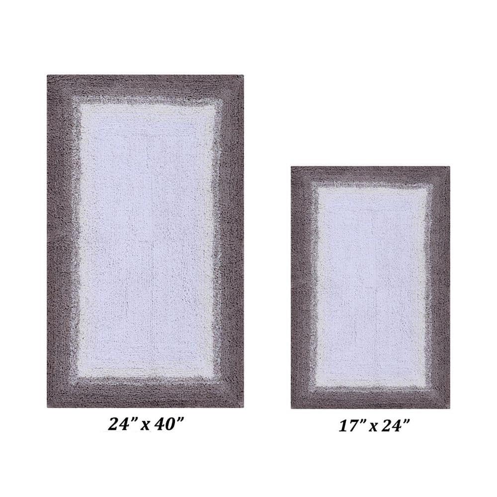 Beige and Gray Cotton Ombre Bath Rug Set
