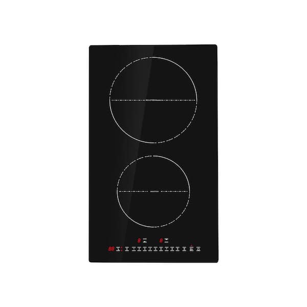 Electric Cooktop, 2 Burners, 12 in. Induction Stove Top, Built-in Magnetic Cooktop 3000 W, 9 Heating Level Burner