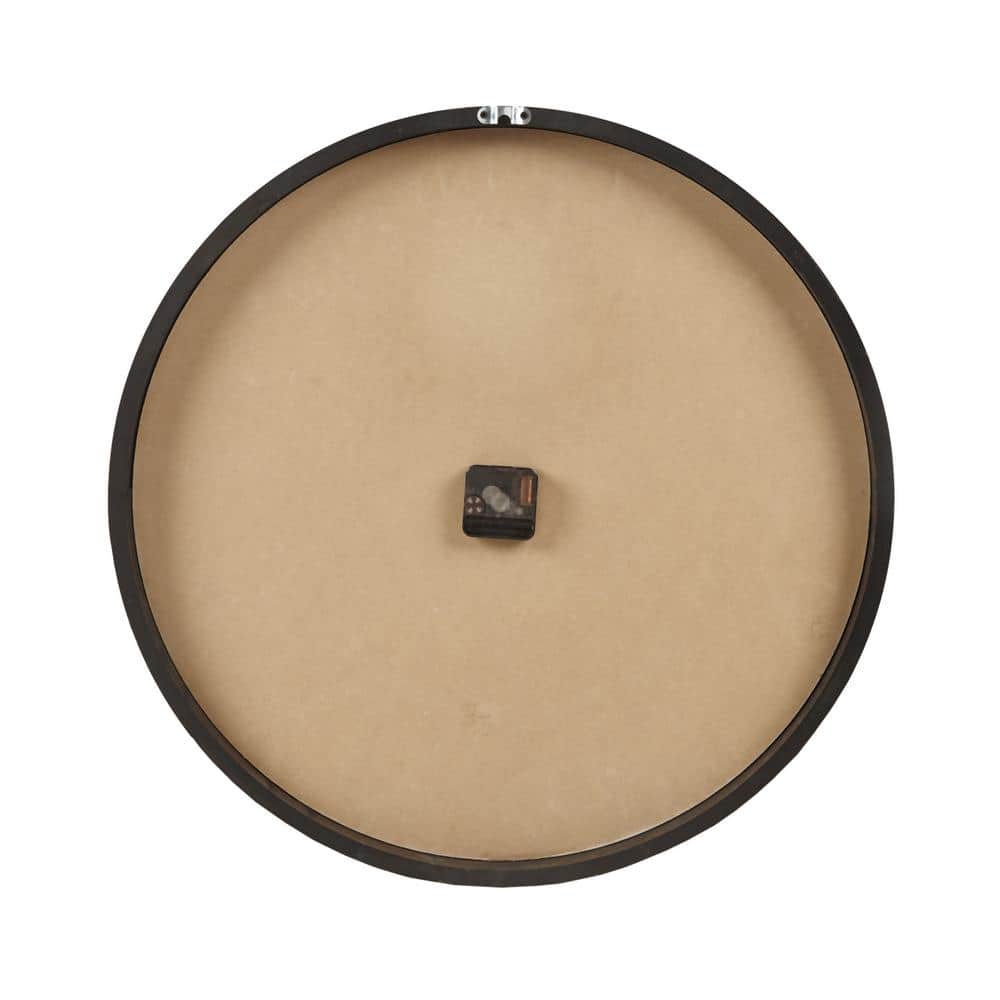 Mason 23.6" Natural Wood and Black Metal Wall Clock