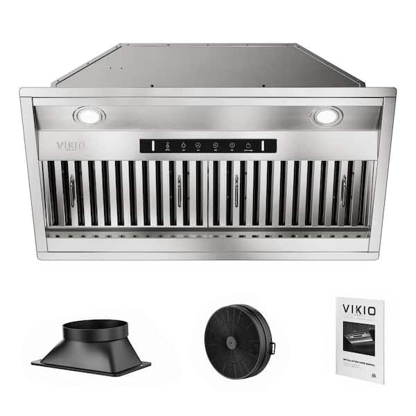 42 in. 600 CFM Convertible Insert Range Hood Stainless Steel with Baffle Filters, LED and Gesture Control
