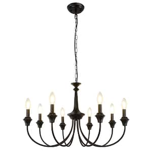 8-Light Candle Style Classic Traditional Black Chandelier Candlestick for Dining Room Living Room Kitchen Island