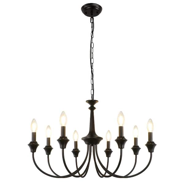 Unbranded 8-Light Candle Style Classic Traditional Black Chandelier Candlestick for Dining Room Living Room Kitchen Island