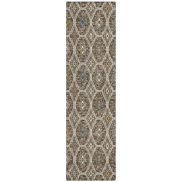 Chantille Machine Washable Indoor/Outdoor Abstract ACN2471 Beige 2 ft. x 7 ft. Runner Rug