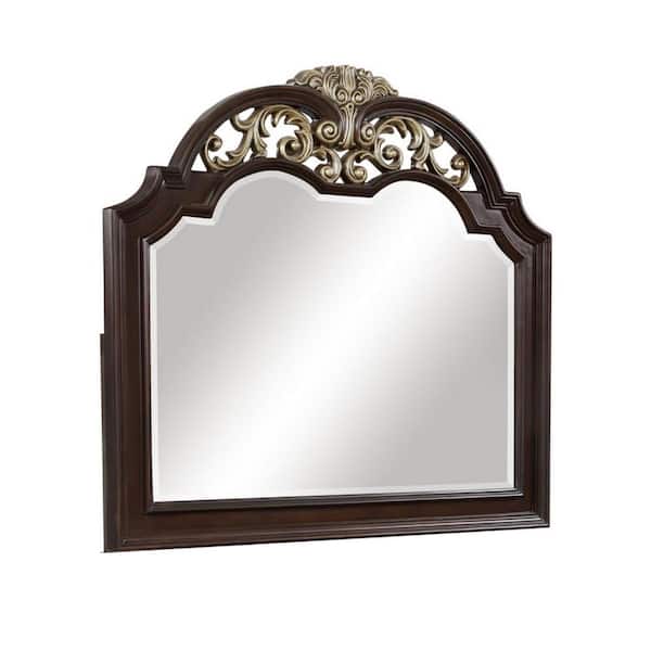 Benjara Brown and Gold 1.97 in. W x 48 in. H Modern Rectangle Wood Dresser Mirror