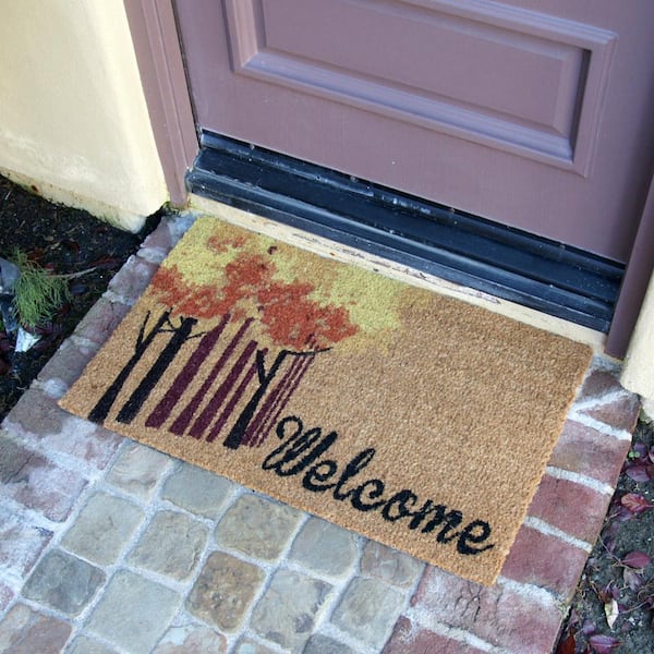 A1HC First Impression Falling Leaves 18 in. x 48 in. Rubber and Coir Molded  Double Door Mat A1HOME200078 - The Home Depot