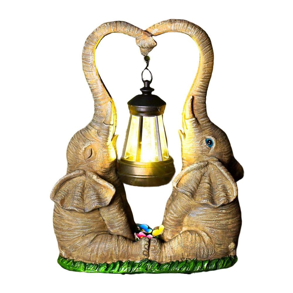 Elephant Statue Garden Decor with LED Solar Lights-Set of 2 Good Luck Elephant Outdoor Statue Christmas Decorations price history on PriceWatchPro