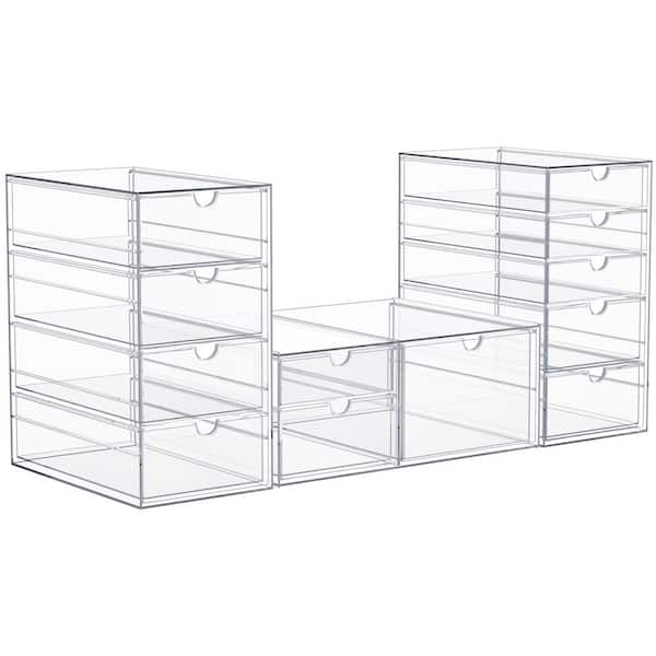 Stackable 12 Drawers Cosmetic Organizer Clear