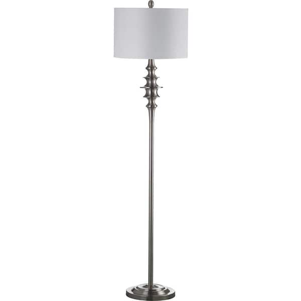Safavieh Rhoda 60.75 in. Nickel Floor Lamp with White Shade