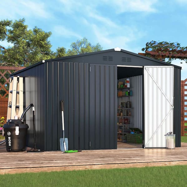 Zeus & Ruta 10 ft. W x 10 ft. D Metal Shed with Double Door(100 sq