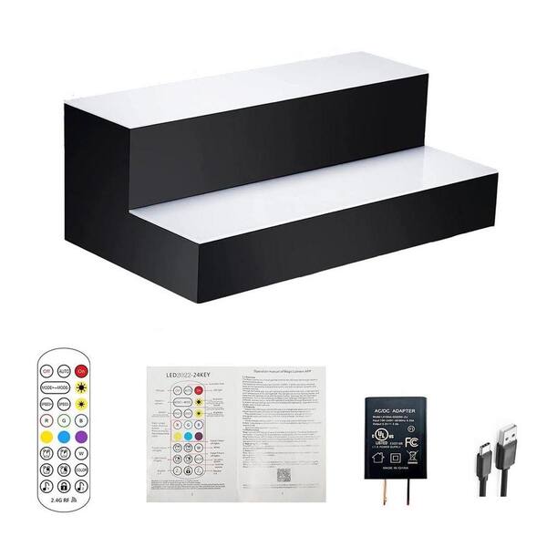 16 in. H x 16 in. W 10-Bottle Clear Acrylic LED Lighted Liquor Bottle Display Shelf with Remote and App Control