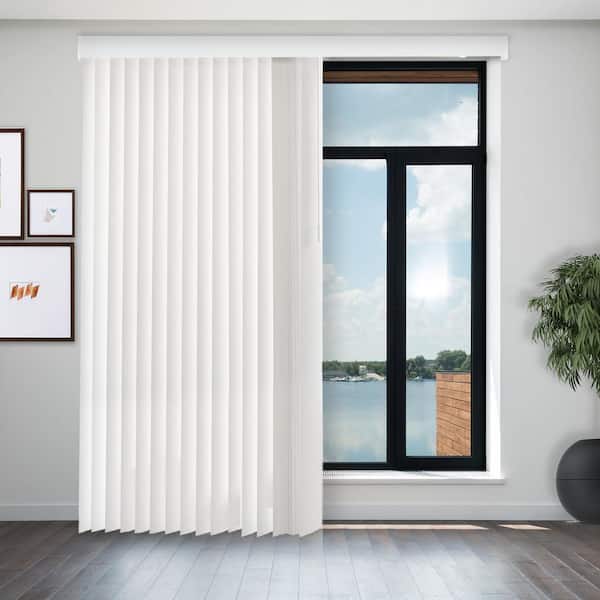 Chicology Oxford White Cordless Room Darkening Vinyl Vertical Blind with 3.5 in. Slats 78 in. W x 84 in. L