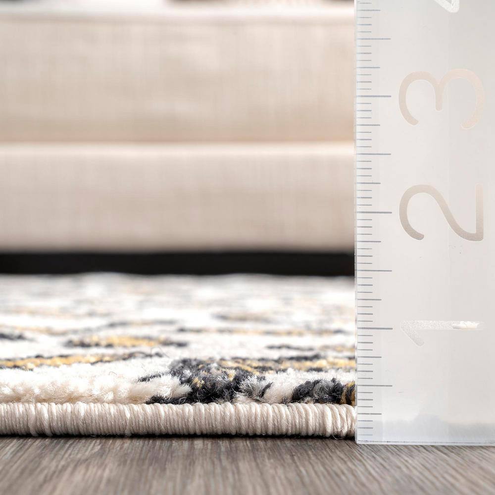 Chic Beige Synthetic Leopard Print Tufted Area Rug, 6' 7" x 9'