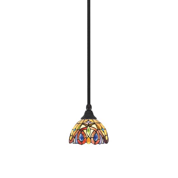 Unbranded Sparta 100-Watt 1-Light Espresso Shaded Pendant Light Mini Pendant with Lynx Art Glass, No Bulb Included