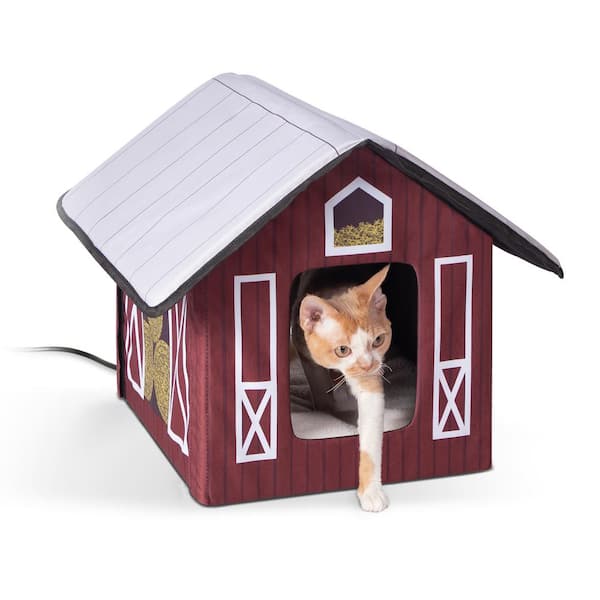 K and H Pet Products 18 in. x 22 in. x 17 in. Outdoor Heated Kitty House-Barn Style