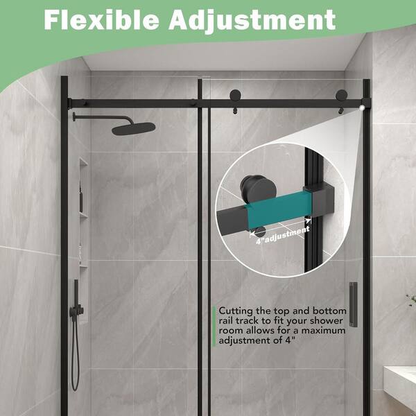 KPUY 50-54 in. W x 76 in. H Sliding Frameless Shower Door in