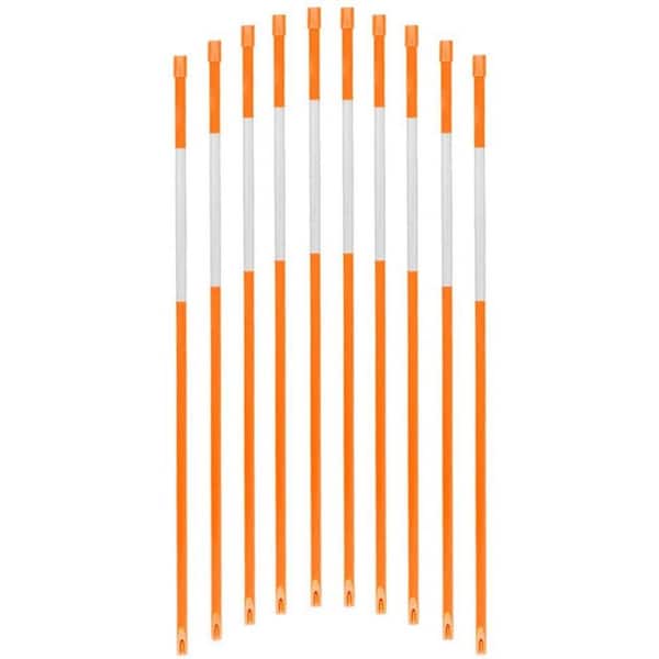 FiberMarker 36 in. Hollow Reflective Driveway Markers Driveway Poles for Easy Visibility at Night 5/16 in. Dia Orange,(10-Pack)
