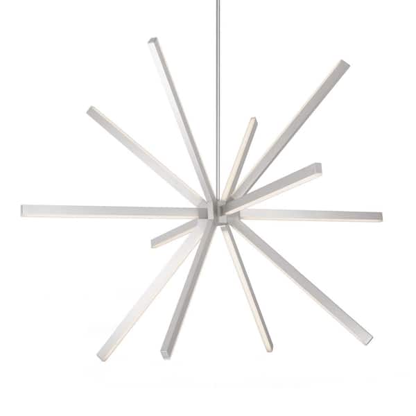 KUZCO Sirius 67-Watt 56 in. 12-Light Integrated LED Brushed Nickel Chandelier