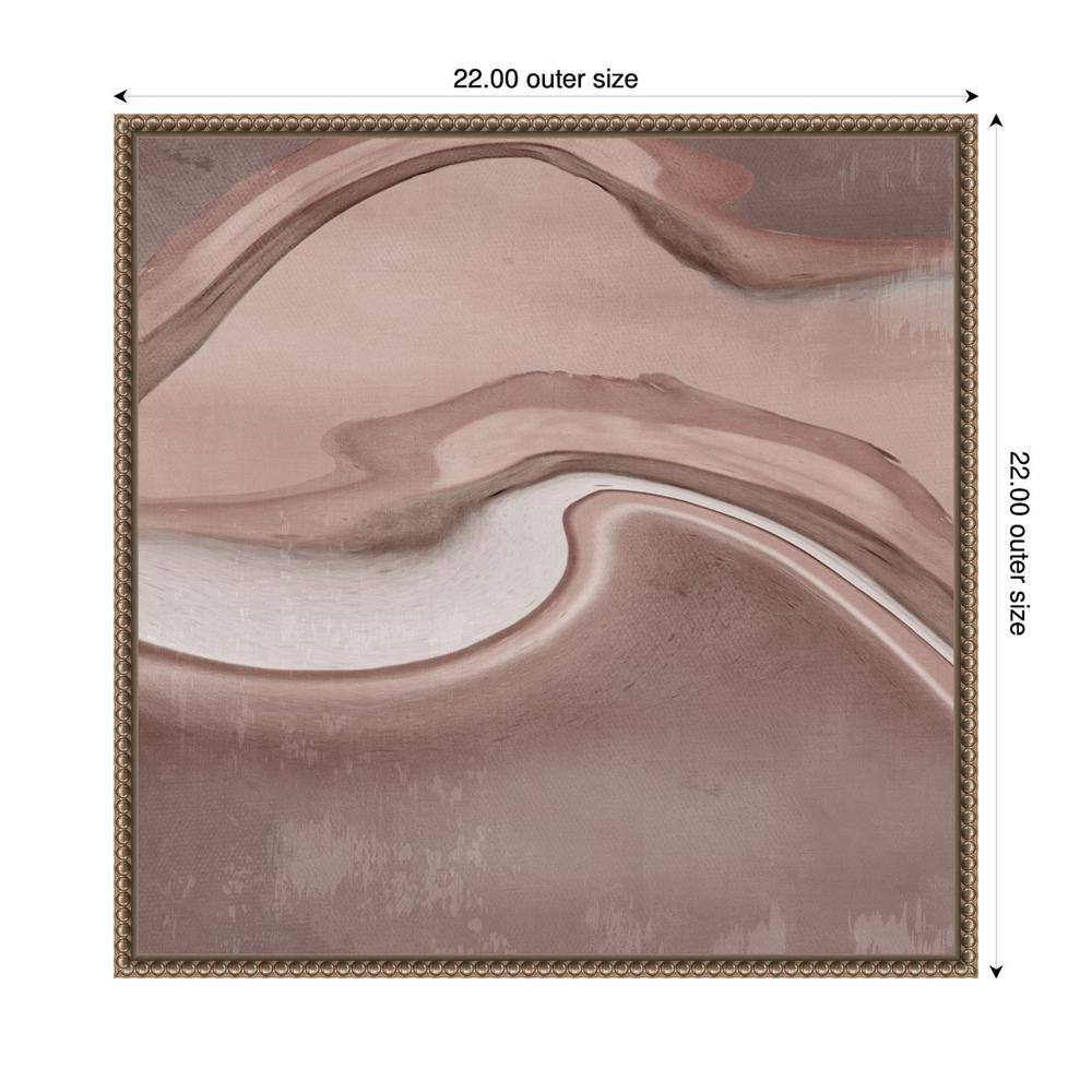 22"x22" Abstract Pink and Brown Canvas Wall Art with Bronze Frame