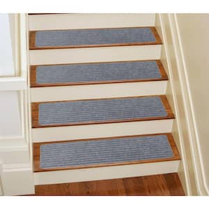 Stair Treads Collection Grey 8 Inch x 30 Inch Indoor Skid Slip Resistant Carpet Stair Treads Set of 13