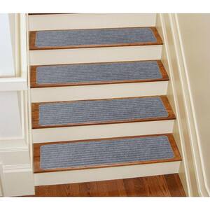 Stair Treads Collection Grey 8 Inch x 30 Inch Indoor Skid Slip Resistant Carpet Stair Treads Set of 3