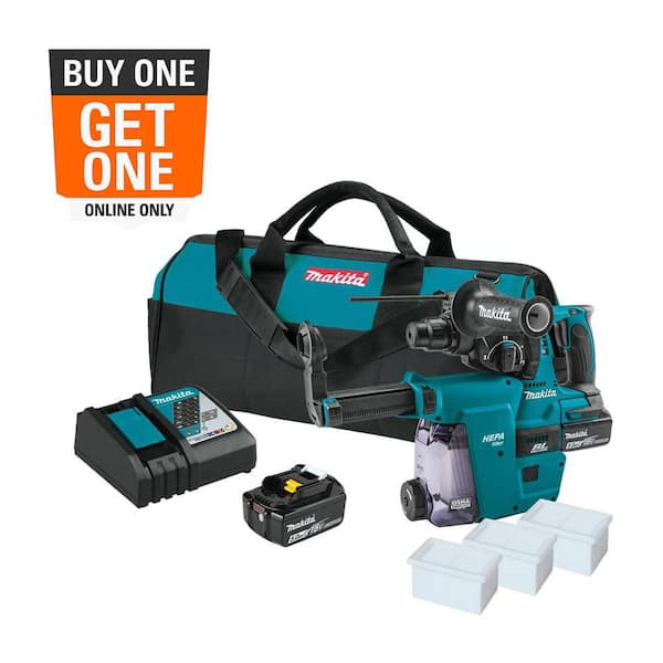 18V 5.0 Ah LXT Lithium-Ion Brushless 1 in. Cordless Rotary Hammer Kit, Accepts SDS-PLUS, HEPA Dust Extractor Attachment