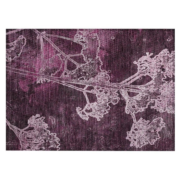 Chantille Machine Washable Indoor/Outdoor Abstract ACN2239 Eggplant 1 ft. 8 in. x 2 ft. 6 in. Accent Rug