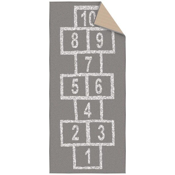 Ottomanson Kid's Play Collection Non-Slip Rubberback Hopscotch 3x6