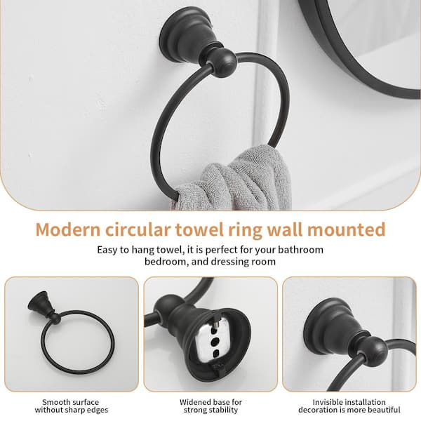 Traditional Wall Mounted Towel Ring Bathroom Accessories Hardware in Oil Rubbed Bronze