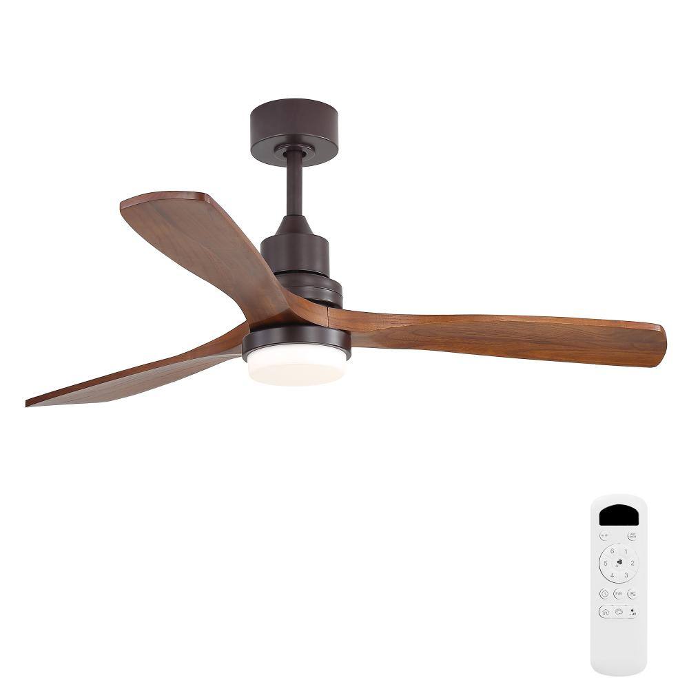 52 in. Integrated LED Indoor Downrod Coffee Ceiling Fan with Light Kit and Remote Control price history on PriceWatchPro