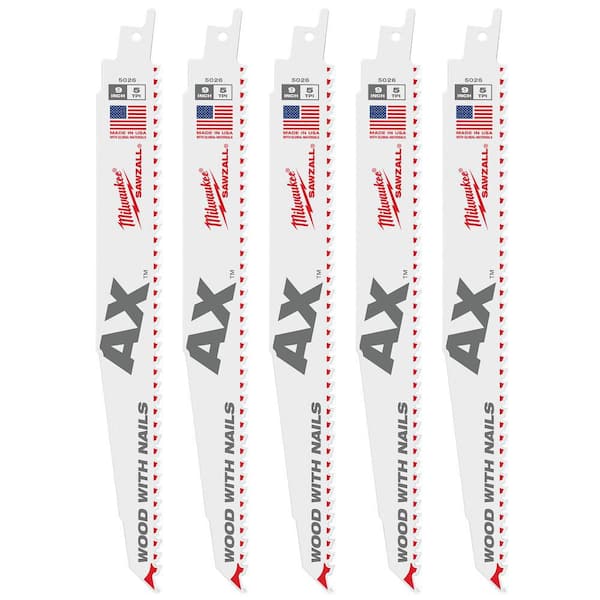 Milwaukee 9 in. 5 TPI AX Nail-Embedded Wood Cutting SAWZALL