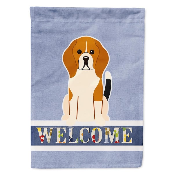 Caroline's Treasures 11 in. x 15-1/2 in. Polyester Beagle Tricolor Welcome 2-Sided 2-Ply Garden Flag