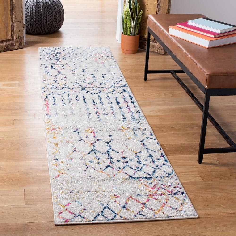 Tulum 2 ft. x 17 ft. Ivory/Blue Tribal Chevron Diamond Runner Rug price history on PriceWatchPro