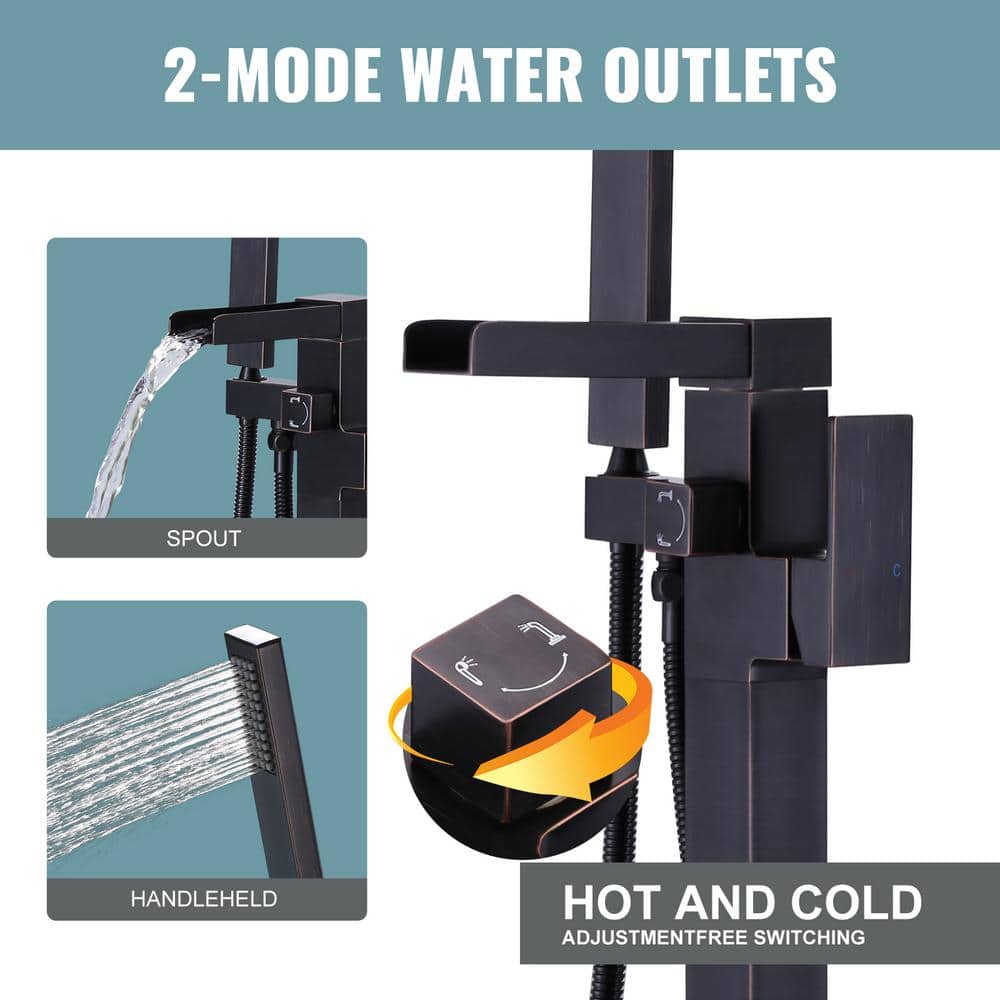 Oil Rubbed Bronze Freestanding Tub Faucet with Hand Shower