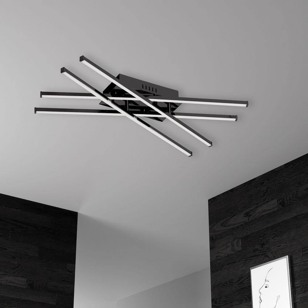 Summit 24" Matte Black Contemporary LED Flush Mount Ceiling Light