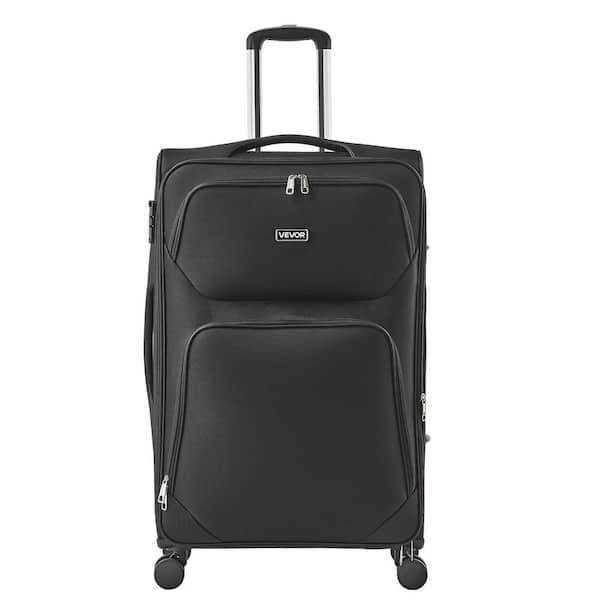 28-in. Black Softside Expandable Luggage 30.71 in. H Lightweight Checked Large Luggage Zippered Pocket