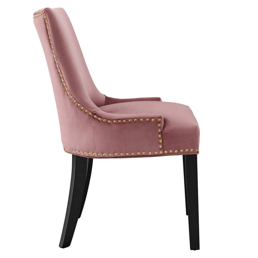 Dusty Rose Velvet Upholstered Side Chair with Wood Legs