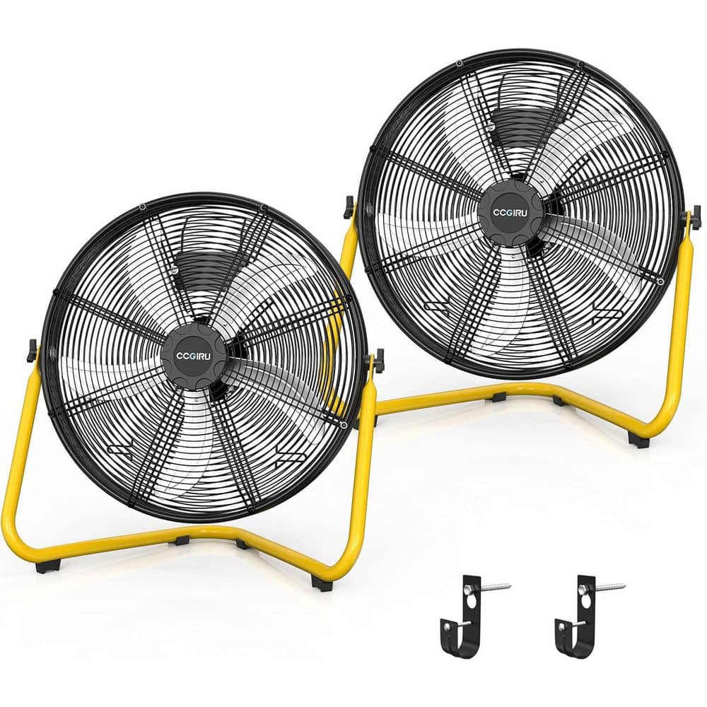 20 in. 3 Fan Speeds High Velocity Floor Fan in Black with Wall-Mount Fan for Workshop and Garage, UL Listed(2 Pack) price history on PriceWatchPro
