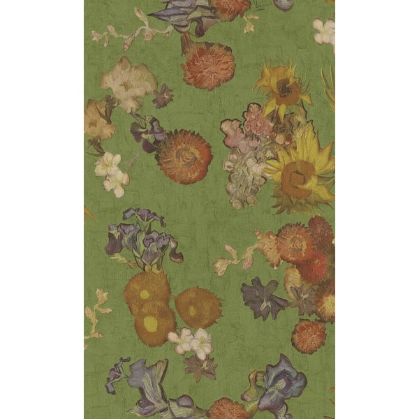 Walls Republic Green Blossoming Floral Bouquet Printed Non-Woven Paper Paste the Wall Textured Wallpaper 57 sq. ft.