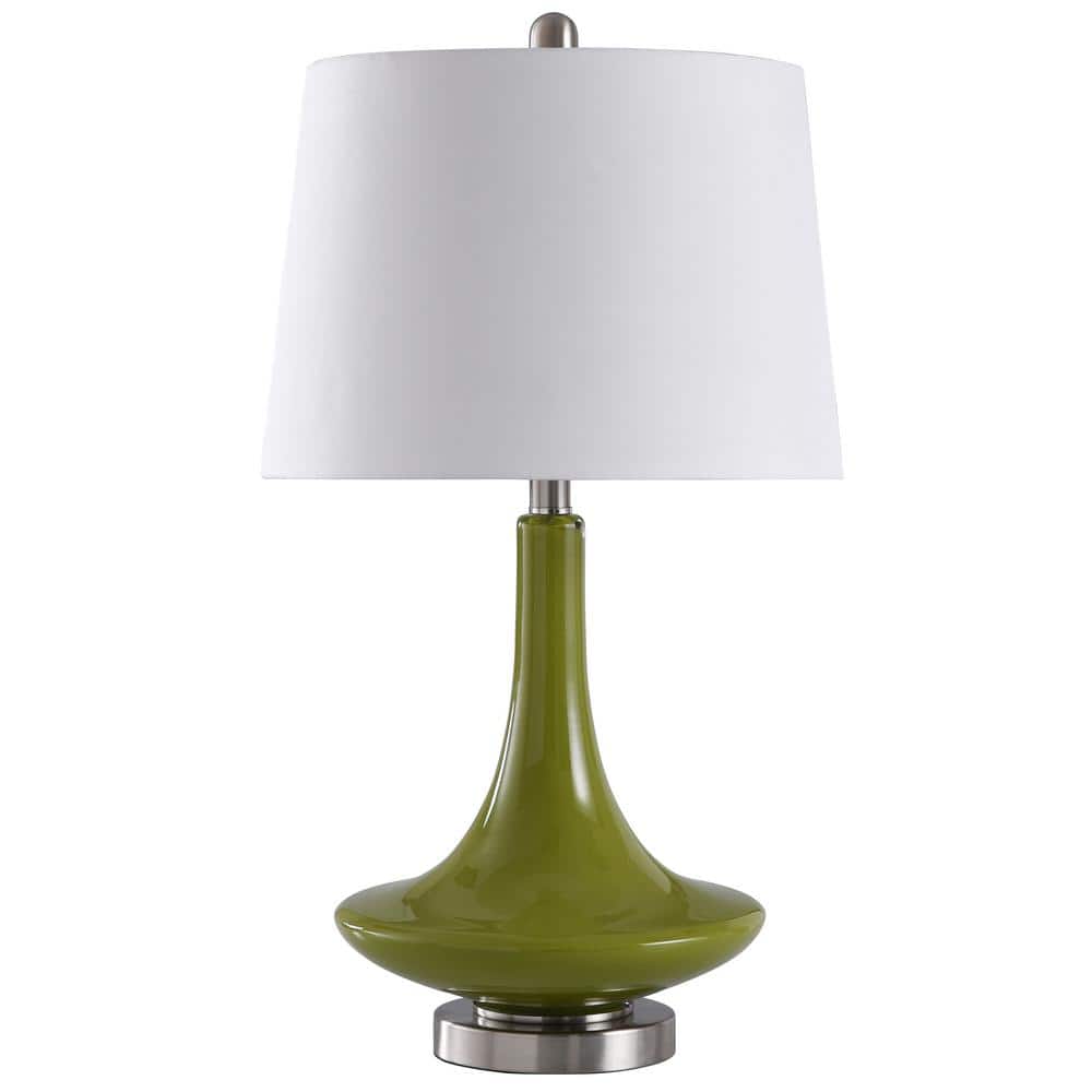 StyleCraft 26 in. Green Table Lamp with White Hardback Fabric Shade  L22240DS - The Home Depot