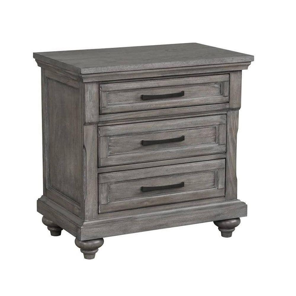 Benjara Transitional 18 In. Oak Gray And Silver 3-Drawers Wooden ...