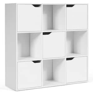 35.5 in. H 9-Cube Bookcase Cabinet Wood Bookcase Storage Shelves Room Divider Organization