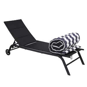 2-Pcs Outdoor Lounge Chair Cushion Set Blue and White Stripes Comfortable and Durable Seat Cushion