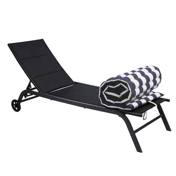 HOTEBIKE 2-Pcs Outdoor Lounge Chair Cushion Set Blue and White Stripes Comfortable and Durable Seat Cushion