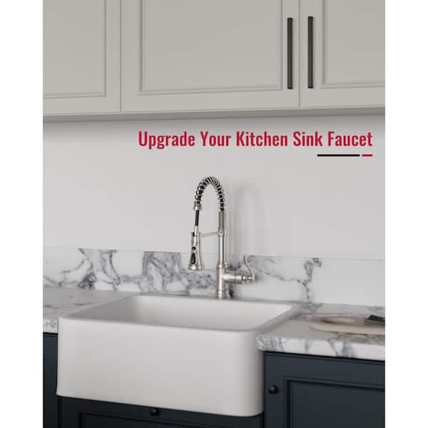 Single-Handle Pull-Down Sprayer Kitchen Faucet with Spring Spout, Spot Resist Stainless in Brushed Nickel