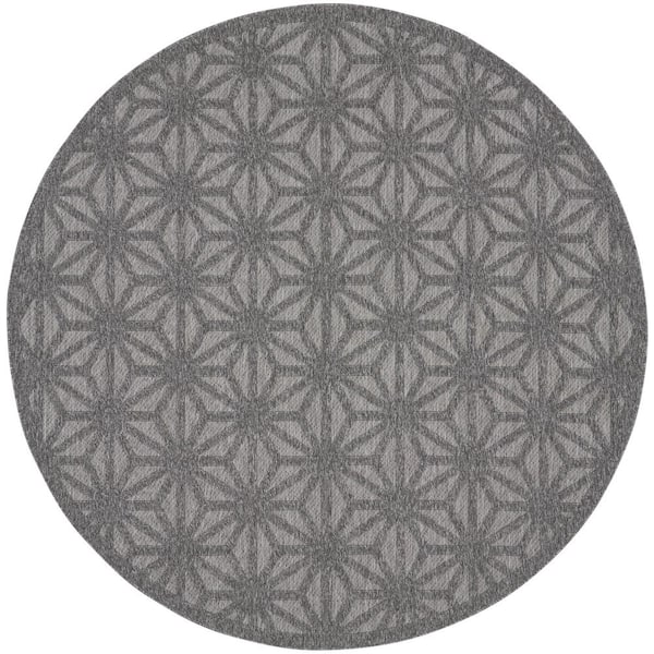 Nourison Palamos Dark Grey 8 ft. x 8 ft. Textured Geometric ...