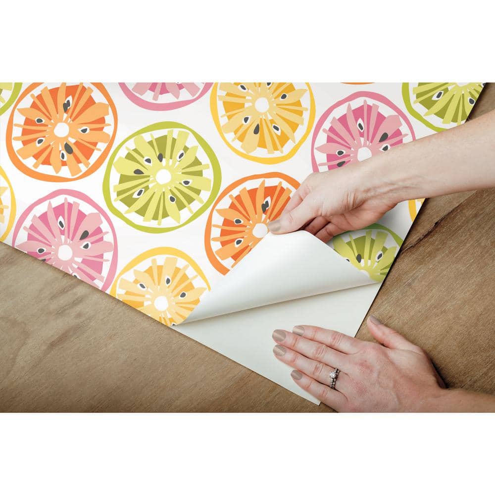 Pink Citrus Fruit Peel and Stick Wallpaper Roll
