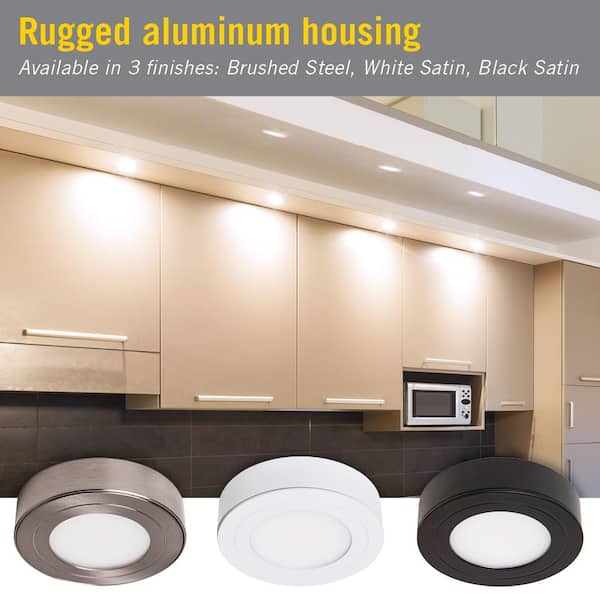 PureVue Dimmable Soft White LED Puck Light Matte Black Finish