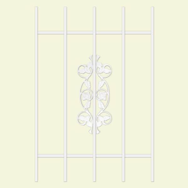 Unique Home Designs Rambling Rose 24 in. x 36 in. White 5-Bar Window Guard-DISCONTINUED